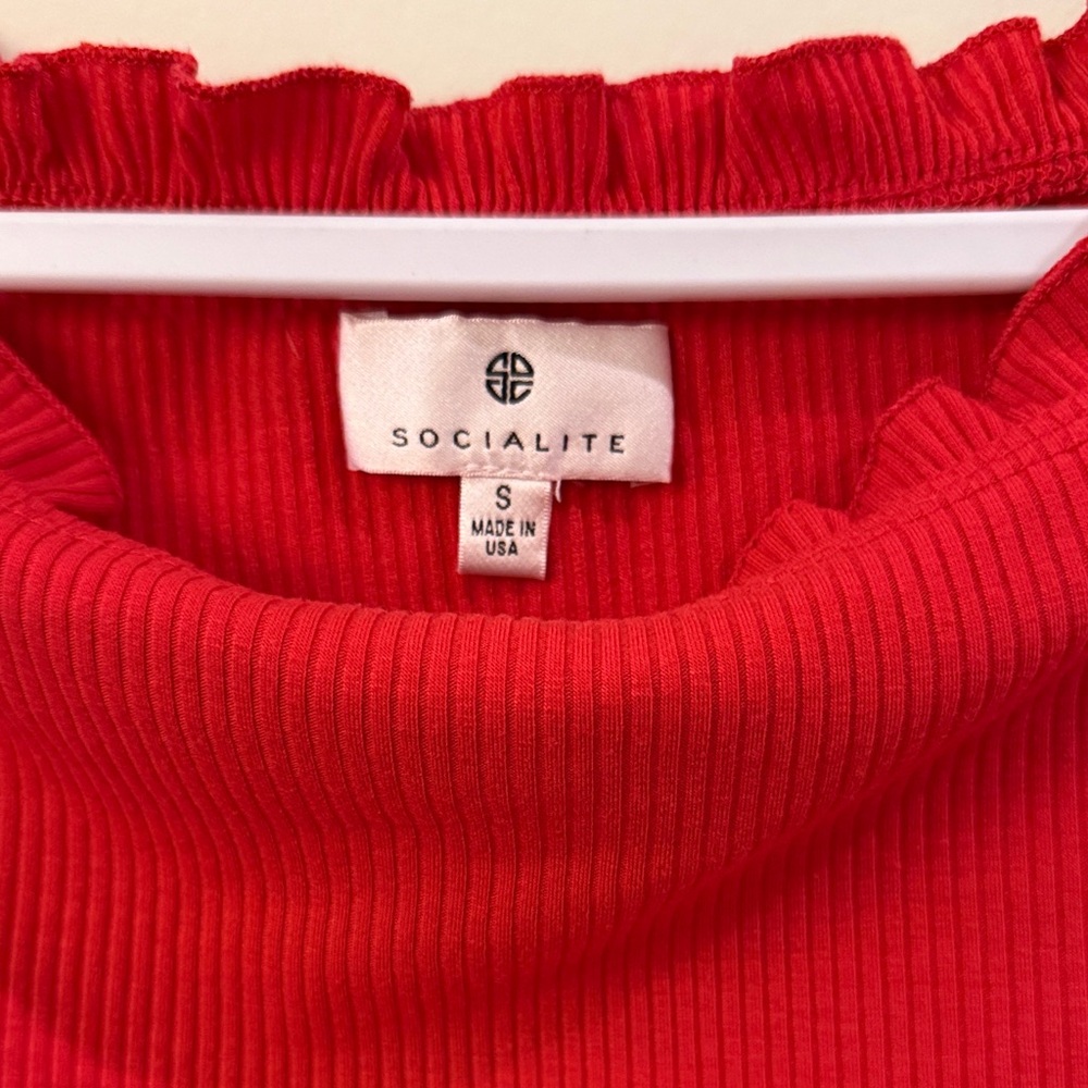 Socialite Scarlet Ribbed Blouse